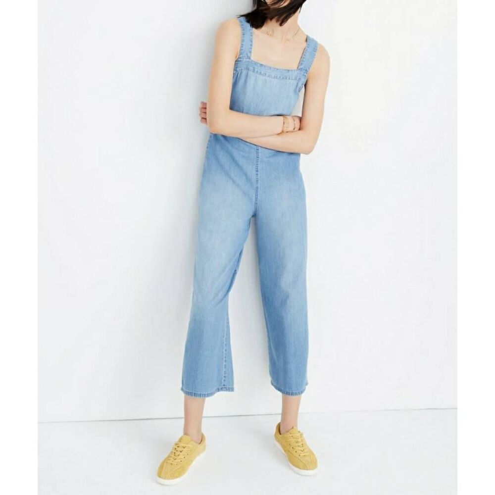 Madewell Denim Apron Bow-Back Jumpsuit